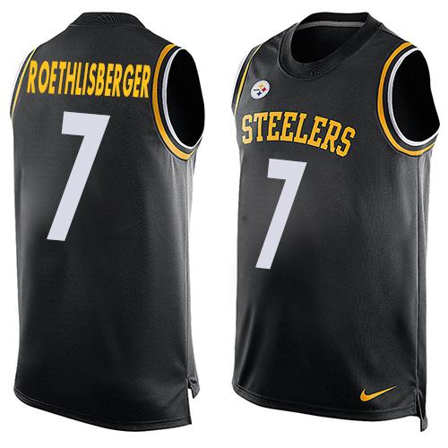 Nike Steelers #7 Ben Roethlisberger Black Team Color Men's Stitched NFL Limited Tank Top Jersey - Click Image to Close